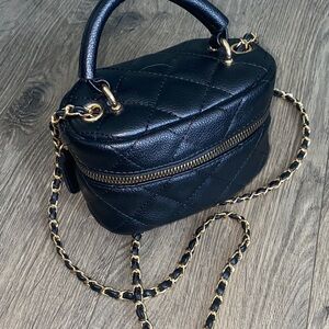 Forever 21 Black Quilted Mini Bag with Gold Chain